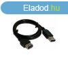 OEM USB-A 2.0 - USB-A 2.0 M/F adatkbel hosszabbt 0.6m fek