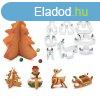 Sütikiszúró forma 3D - fenyőfa, hóember - 8 db / szett