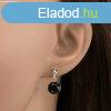 925 ezst flbeval, kerek tltsz s fekete Swarovski kris