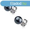 925 Ezüst fülbevaló - sötétszürke hematit gyöngy, 6 mm
