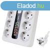 3000W eloszt 5 USB porttal s 1 C csatlakozval ? 10A, feh