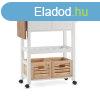 Zsúrkocsi, bortartóval és fiókokkal, fehér - PRATIQUE - Buto