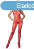  728509 Seamless Fishnet Halter Bodystocking O/S Red 