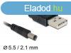 DeLock Cable USB Power > DC 5.5 x 2.1mm Male 1m Black