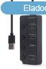 Gembird 4-port USB2.0 HUB with Switches Black