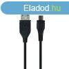 Utngyrtott USB - micro USB fekete adatkbel 1m