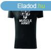 DRAGOWA fitness póló muscle army team, fekete 180g/m2
