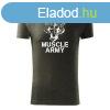 DRAGOWA fitness póló muscle army team, oliv 180g/m2